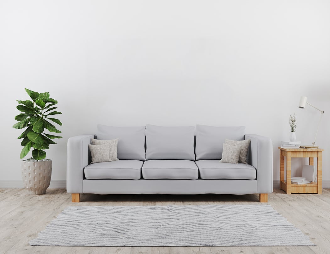 Modern Living Room with Grey Sofa Mockup